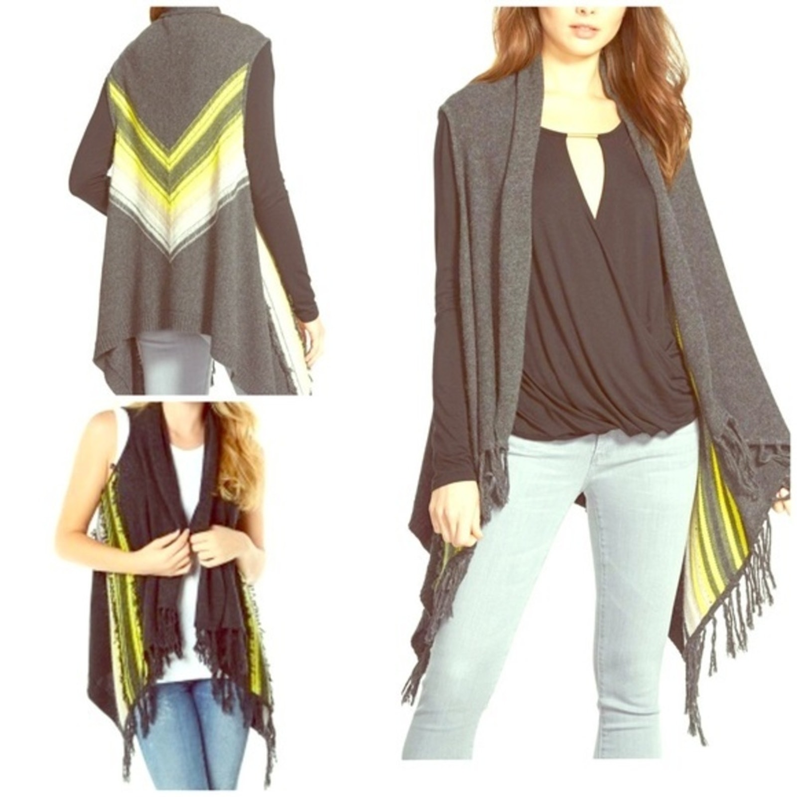 Ella Moss Wool Cashmere Blend Deva Fringe Boho Sweater Vest Nwt — image 8 of 8